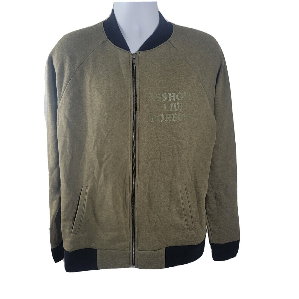 ALF Assholes*s Live Forever Sweater Green Full Zip Jacket Kangaroo Pocket Mens L